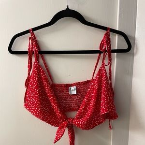 Polly brand tie front cropped tank top